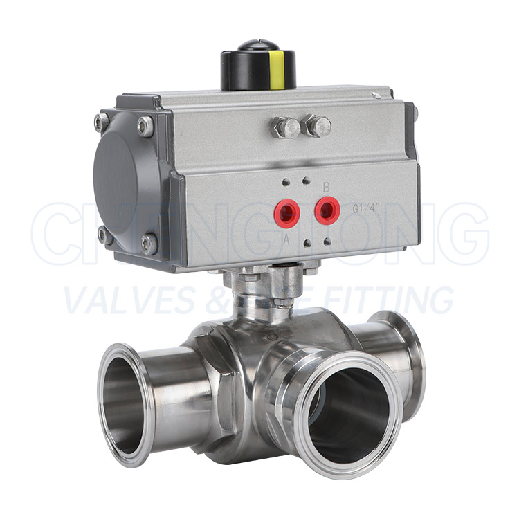 气动快装三通球阀